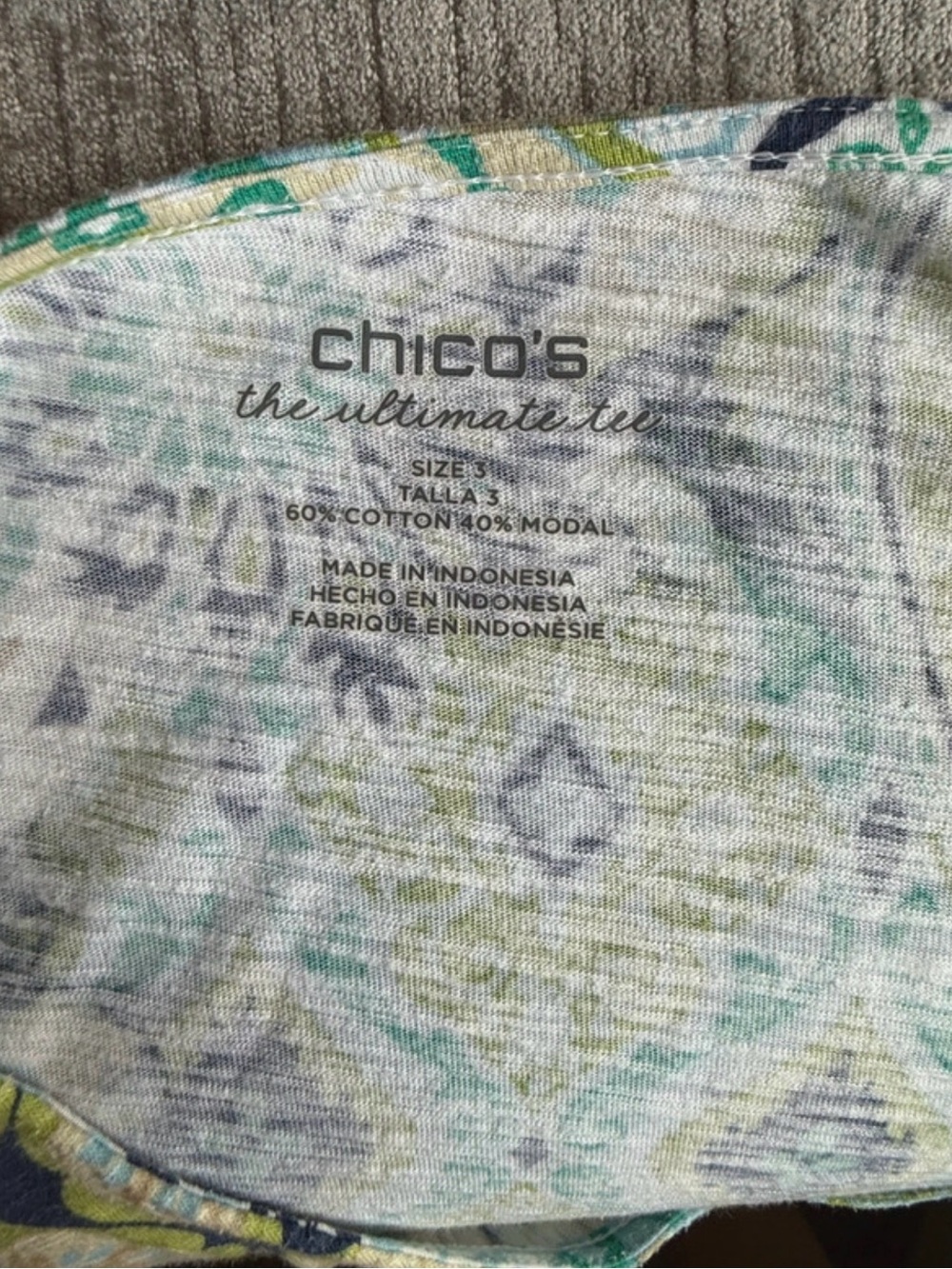 Chico's V-Neck Paisley Tunic - Green, Teal & Navy - Picture 5 of 5